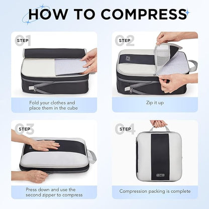 OlarHike 6 Set Compression Packing Cubes for Travel Essentials,Compressible Expandable Space Saver Bags for Organizing Clothes,Luggage Suitcase Garment Bags with Over 1000 pcs Mesh Holes(Black) - Image 3