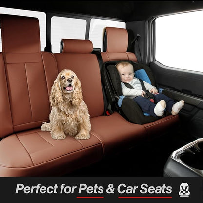 Coverland Custom SUV Car Seat Covers for 2025-2026 Subaru Forester | Premium Waterproof Faux Leather Non-Slip Memory Foam Airbag Compatible Custom Fit Interior Protector [Rear Seat-Camel Brown] - Image 5