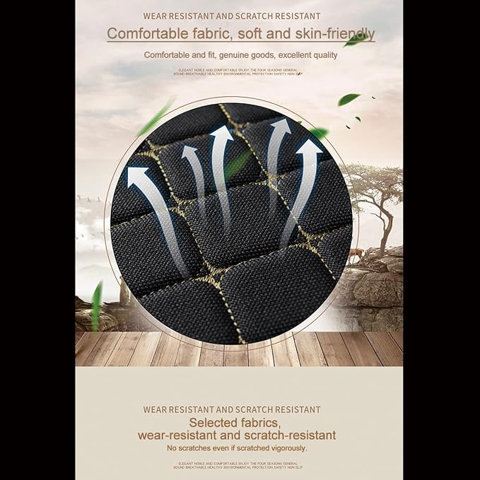 1 PC Car Seat Cover Auto Cushion Vehicle Front Seat Chair Cover Protective Mat pad for Baby, SUV, Skin-Friendly Golden Embroidery Thread (Black-Front) - Image 6