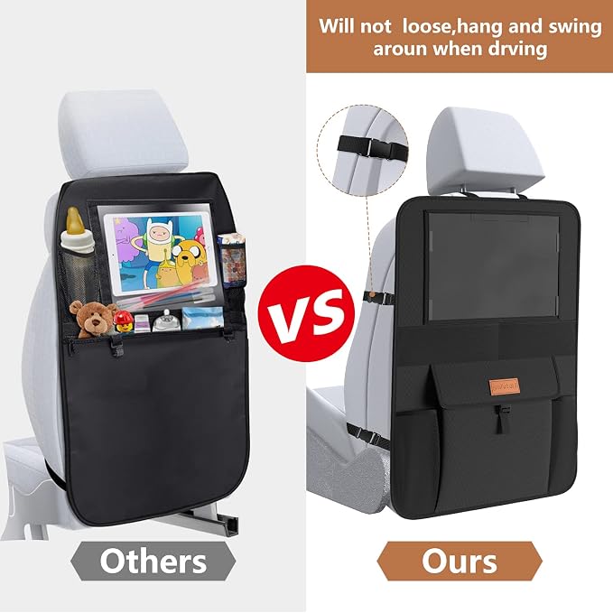 SMART ELF Backing Backseat Car Organizer Kick Mat with Storage Pockets | Waterproof 600D Baby Car Seat Protector for Leather and Fabric, Universal Size Baby/Pets for Child Car Seat - Thick Padding - Image 9
