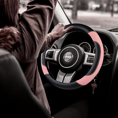 Leather Car Steering Wheel Cover, Universal Fit for Most Cars, Pink | Microfiber Leather,Non-Slip Breathable Auto Steering Wheel Protector - Image 2