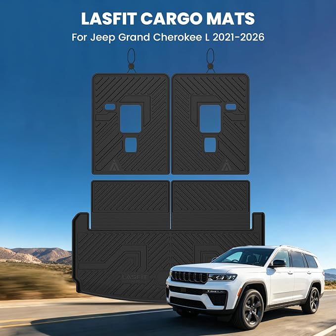LASFIT Cargo Mats for Jeep Grand Cherokee L 2021-2025 2026 | Accessories, Trunk Seat Back Mats, Rear Backrest Protectors, All Weather, TPE, Custom Fit, Black - Image 2