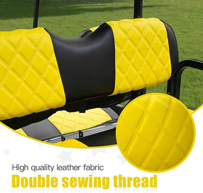 NOKINS Golf Cart Seat Covers Fits Aftermarket Standard Rear Seat Cushion | Fit for Club Car Precedent/DS/EZGO RXV/TXT/Yamaha Drive, No Stapler, Multiple Colors&Breathable (Yellow&Black) - Image 3