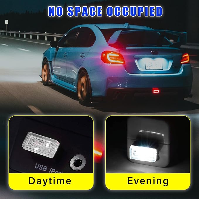 Augeny 4 PCS USB LED Car Interior Atmosphere Lamp, Plug-in USB Decor Night Light, Portable Auto Ambient Lighting Kit, Universal Vehicle Interior Accessories for Most Cars (White & Red) - Image 4