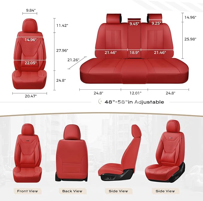 Coverado Car Seat Covers with Lumbar Support, Front Covers for Cars, Universal Automotive Seat Cover, Waterproof, Leather Car Seat Cushion, Interior Seat Protectors for Most Cars - Image 6