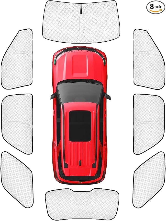 KMF 8pcs Thicken Sun Shades for Ford Explorer 2011-2019 Accessories,Windshield Sunshade Full Car Window Covers for Side Rear, Sun Visor UV Block and Blackout Privacy for Camping Outdoor by KMF
