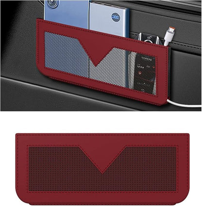 Car Seat Side Pocket Organizer, PU Leather Multifunctional Small Vehicle Console Side Storage Pouch, Automotive Gap Filler Bag for Cell Phone Sunglasses, Universal for SUV RV Truck (Wine Red) by Norkmdi