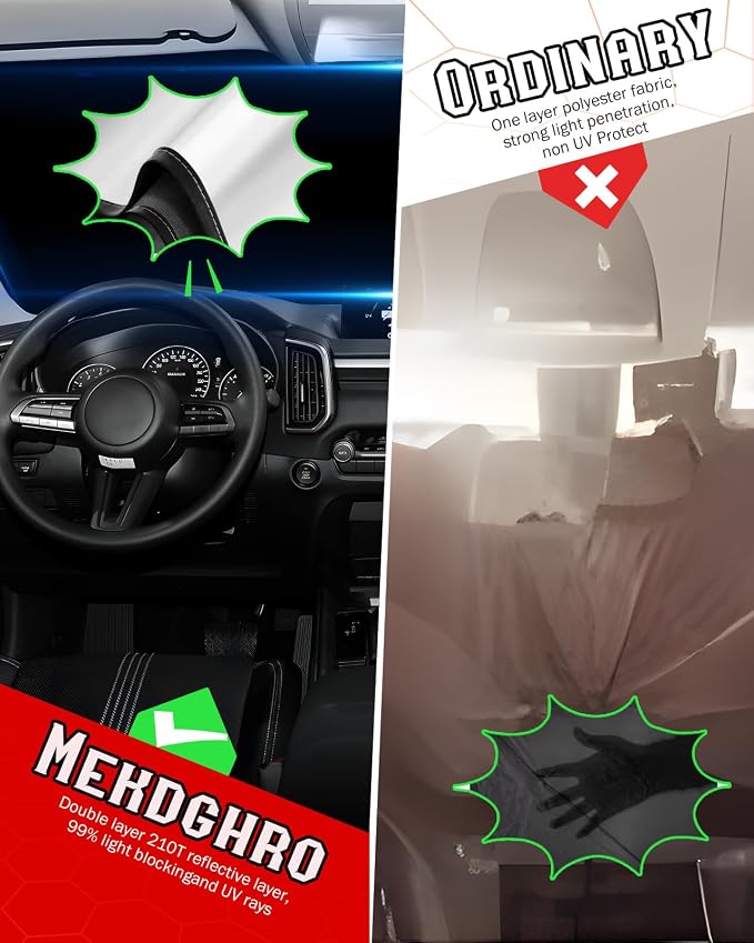 Custom Fit Windshield Sun Shade for Mazda 6 2014-2021 | Foldable, Easy to Install & Store, Full Coverage, 210T Reflective Fabric, Blocks 99% of UV Rays - Image 4