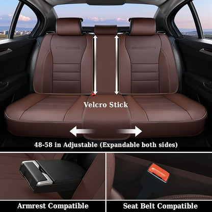 Coverado Car Seat Covers Front, Seat Covers for Cars, Waterproof 2-Pack Car Seat Cushions, Leather Carseat Seat Protectors, Universal Seat Covers Fit for Most Sedans SUV Pick-up Trucks(Brown) - Image 5