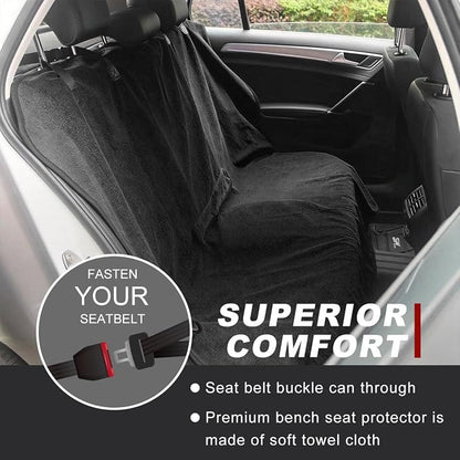 Car Towel Seat Cover, Waterproof Non-Slip Back Seat Protector for Post Gym Workout Beach Hiking, Sweatproof Washable Bucket Seat Protective Cover for Car SUV Truck Sedan (Black) - Image 4