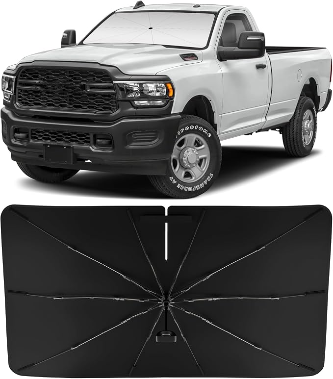 INSAUTO Custom Fit Windshield Sun Shade Umbrella for Dodge RAM 2500 3500 2010-2026, Easy Fold & Store, Comes with Bag, UV & Heat Reflective, Keeps Your Car Cool by INSAUTO