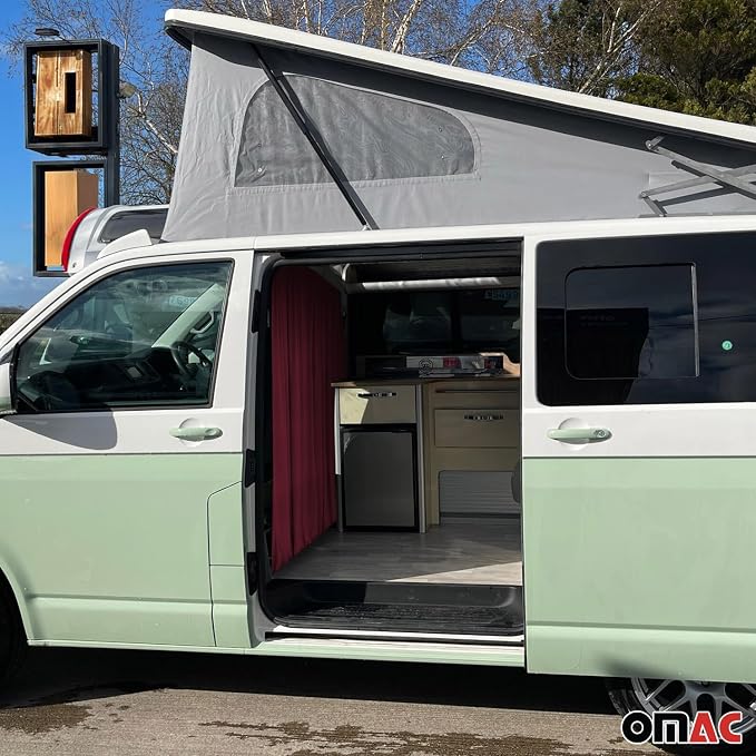 OMAC 54" x 71" Cab Divider Van Cabin Curtain Campervan Kit Red - Image 5