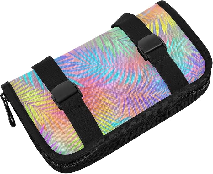 Car Tissue Holder Car Napkin Holder Tissue Box Dispenser Storage Case Sun Visor Mask Holder Accessories with Adjustable Straps Reusable Refillable Rainbow Palm Leaf Vibrant Tropical - Image 2