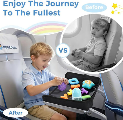 COOLBEBE Airplane Tray Table Cover, Foldable Travel Tray Cover | for Toddlers 1-3, Universal Fit for Airplane, Car Seat, High Chair, Machine Washable, Portable, Black - Image 5