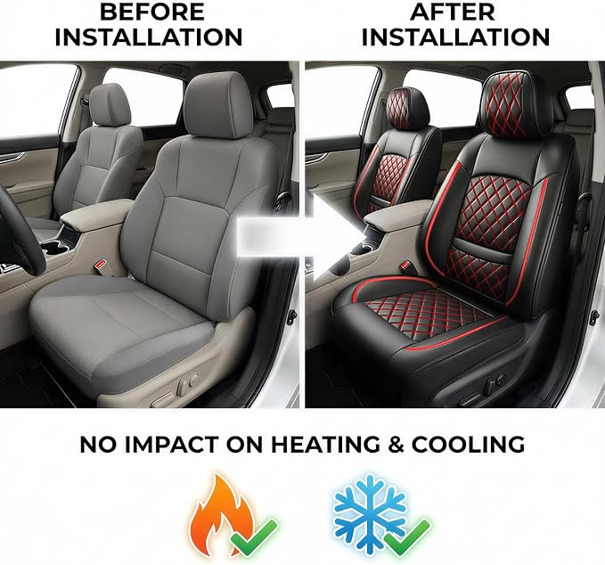 Fit for Tacoma Seat Covers Compatible with Toyota Tacoma 3rd gen 2016-2023 - Waterproof Breathable Leather Seat Cushions Protector,Airbag Compatible,Only 2 Front seat Covers(Redline) - Image 5
