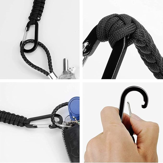 BRAVESHINE Paracord Keychain Carabiner Clip | D Ring Hanger Lanyard Hook | 7.3inch Long | for Stroller, Water Bottle, Key, Backpacks, Men, Women, Luggage, Car Seat Headrest, Fence, Bag Charms - Image 9