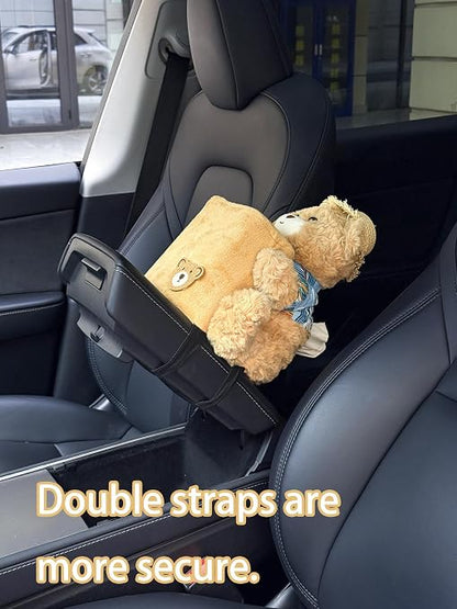 Cute Plush 2 in 1 Car Tissue Box and Trash Can Teddy Bear Tissue Box Plush Animals Cute Holder Plushie Multifunctional Organizer Creative Accessories for Women,Straw Hat Bear - Image 4