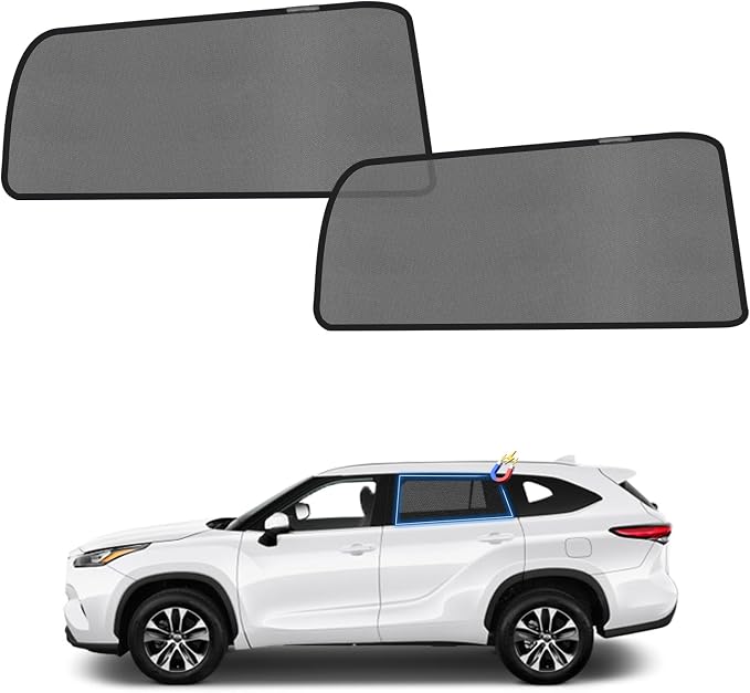 KUST Car Window Shades for 2021-2025 Toyota Highlander Accessories, Breathable Mesh Magnetic Window Covers, Rear Back Side Window Sun Shades UV Block Privacy Protection for Baby Camping Napping 2PCS by KUST