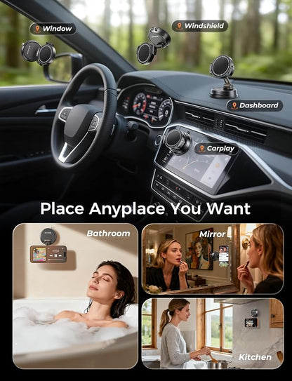 MAGIC JOHN for Magsafe Car Mount, Magnetic Phone Holder for Car | 360° Rotatable, Powerful Magnetic, Reusable Suction Base, Hands-Free Driving for All Smartphones, Simple Install - Image 9