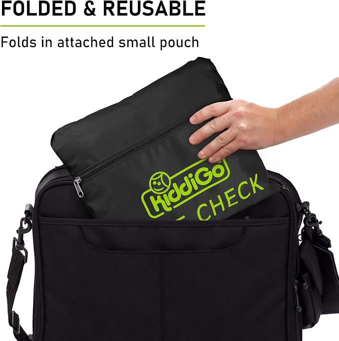 KiddiGo Car Seat Travel Bag For Airplane, Black & Green, 33” H x 18” W x 18” D, Fits Most Standard Convertible, Booster & Infant Car Seats, Gate Check Universal Size Car Seat Cover, Easy Carry Design - Image 9