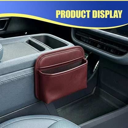 Car Seat Side Storage Bag, PU Leather Automotive Console Seat Gap Filler Organizer, Multifunctional Mini Vehicle Door Side Pouch for Phones, Keys, Wallets, Sunglasses (Red) - Image 6