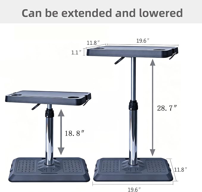 Portable Car Laptop Desk, Pneumatic Height & Angle Adjustable Vehicle Table Tray, 360 Degree Rotatable Travel Desk for Front Rear Passenger Seat, Ideal for Work, Dining, Camping and Home Use - Image 2