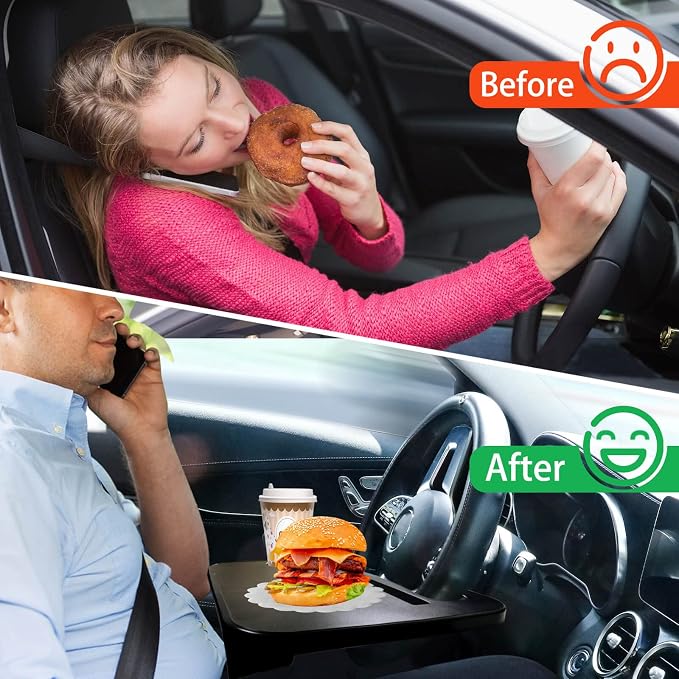 Steering Wheel Tray - 2 in 1 Car Seat Gap Filler Organizer, Multipurpose Table Tray for Eating, Drinking, Laptop - Image 5