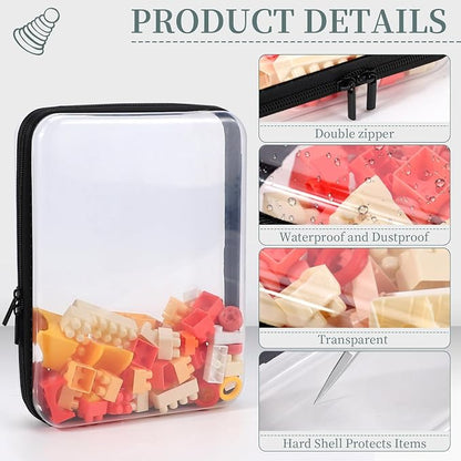 YOPCDJ 3 Pack Clear Hard Shell Zipper Case, Clear Zipper Pouches Waterproof Makeup Organizer & Travel Toiletry Bag, Plastic Pouch for Travel Office Storage, Black Large Size - Image 4
