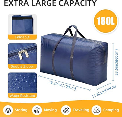 Extra Large travel duffel bag with Strong Handles, 180L Waterproof duffel bag, Durable Zippers, Extra Large Storage Totes for Space Saving and Moving Supplies, Blue - Image 2