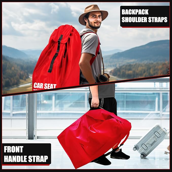 Car Seat Travel Bag for Airplane, Padded Strap Car Seat Bags for Air Travel | Large Car Seat Bags for Air Travel, Carseat Storage Bag Backpack for Airport, Carseat Cover Travel, Baby Travel Essential - Image 7