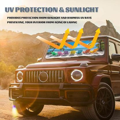 Tropical Car Windshield Sun Shade Sun Visor Protector, Universal Fit for Car, SUV, Truck, 59x31.5 Inch - Image 5