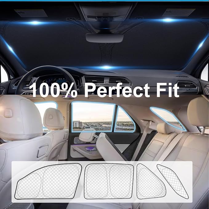 KMF 10pcs Thicken Sun Shades for Mercedes Benz GLE 2020-2024 Accessories,Full Car Window Covers Sunshade for Windshield Side Rear, UV Block and Blackout Privacy for Car Camping Outdoor - Image 3