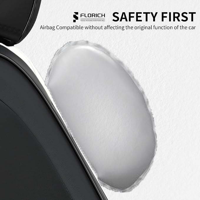 FLORICH Waterproof Front Car Seat Cover Faux Leather Automotive Seat Cover Front Car Seat Cushion Car Seat Protector Accessories Universal Fit for Most Cars SUV Trucks, Black&White - Image 4