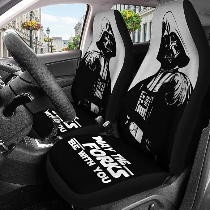 GENANY Dark Space Figure Car Seat Covers, 2-Piece Front Seat Set | 2-piece polyester front seat cover set, each 35 x 21 x 21 inches, with adjustable straps and hooks - Image 3