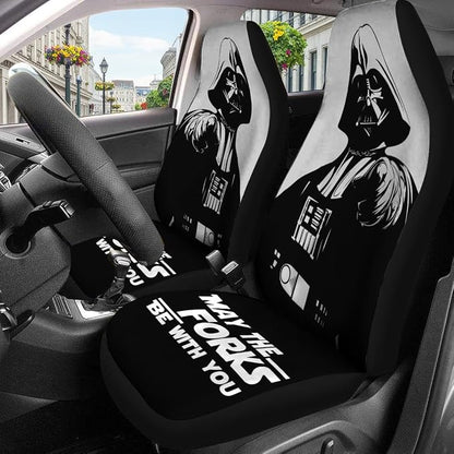 GENANY Dark Space Figure Car Seat Covers, 2-Piece Front Seat Set | 2-piece polyester front seat cover set, each 35 x 21 x 21 inches, with adjustable straps and hooks - Image 3