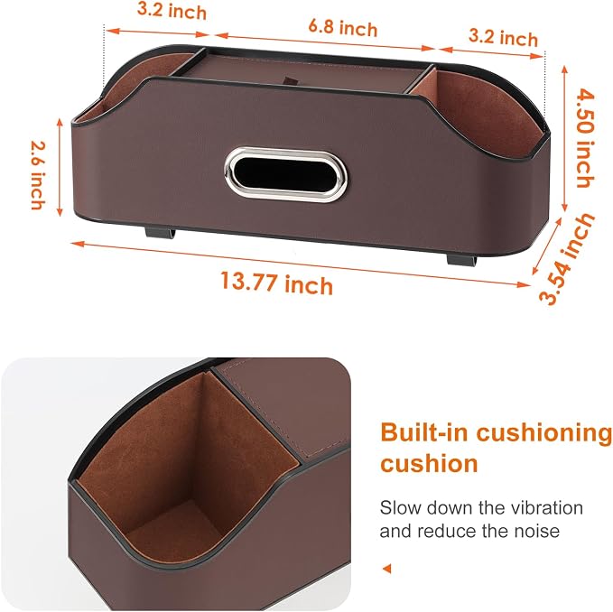 Car Seat Back Cup Holder, 4-in-1 Multifunctional Backseat Organizer with Tissue Box Storage & Hooks (Brown) - Image 5