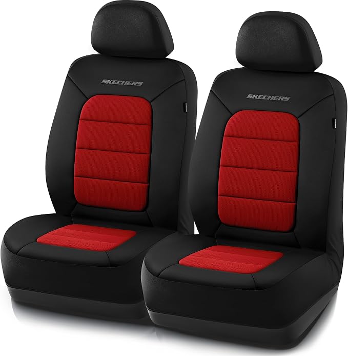 Skechers Memory Foam Seat Covers,Thick Cool Touch Fabric Seat Covers,Front Seat Covers Airbag Compatible,Automotive Comfort Protection for Most Cars,Vans,Trucks,SUV,Red by Unknown