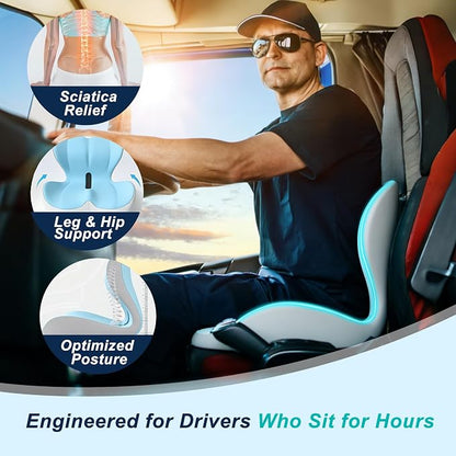 Seat Cushion for Office Chair, Ergonomic Cushion with Lumbar Support Pillow | Orthopedic Memory Foam Coccyx Cushion for Tailbone & Sciatica Pain Relief, Ideal For Office Chairs, Car Seats, Wheelchairs - Image 6