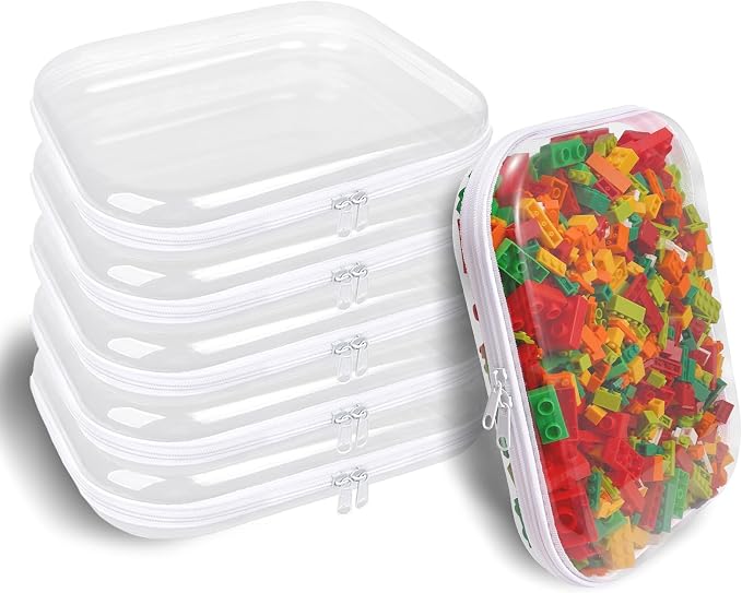 Clear Hard Shell Zipper Case,6PCS Transparent Clear Zipper Pouches,Hard Side Plastic Case Set,Portable Travel Storage Organizer Bins by honitty