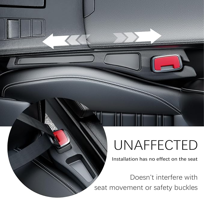 2PCS Car Seat Gap Filler Organizer,2 in 1 Car Gap Filler (Black) | Multifunctional Design,Fill and Storage Function for Storing Phones Keys Cards,No Drop Seat Guard for Cars Suvs Trucks - Image 4
