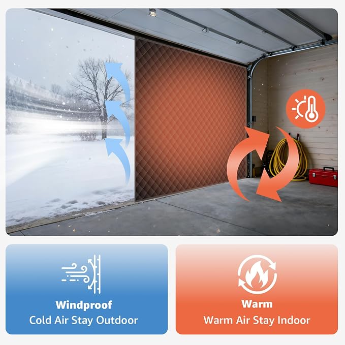 Garage Door Screen for Winter,Thermal Garage Door Insulation Kit, Magnetic Thermal Insulated Garage Cover Curtain, Garage Privacy Screen Blackout, Weatherproof Soundproof(10 x 8Ft) - Image 4