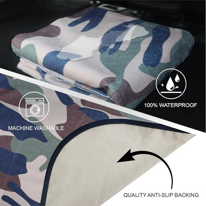 Sweat Towel Car Seat Cover Protector Front Seats for Gym Workout, Running, Swimming, Beach and Hiking, Waterproof Universal Seat Cover for Car, Trucks, Van & SUV (1, Camouflage, Rear Seat) - Image 3