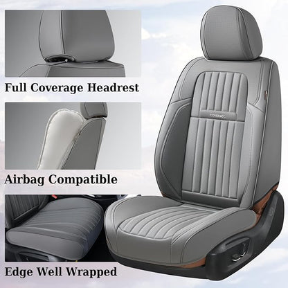 Coverado Car Seat Covers Full Set, Gray Car Seat Cover, Seat Covers for Cars, Waterproof Car Seat Protector, 5 Pieces Nappa Car Seat Cushion, Car Seat Covers Front Seats and Back Fit for Most Cars - Image 4