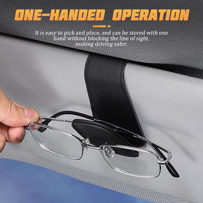 AICEL Sunglasses Holders for Car Sun Visor, Leather Eyeglasses Hanger Mounter, Magnetic Glasses Holder and Ticket Card Clip, Auto Interior Accessories Universal for SUV Pickup Truck (Pack of 2) - Image 3