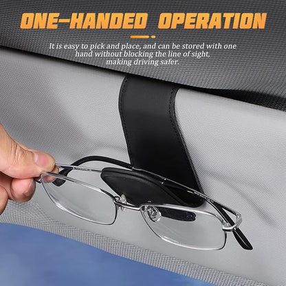 AICEL Sunglasses Holders for Car Sun Visor, Leather Magnetic Clip, Wine Red | Leather Eyeglasses Hanger Mounter, Magnetic Glasses Holder and Ticket Card Clip, Car Accessories, Universal Fit - Image 3