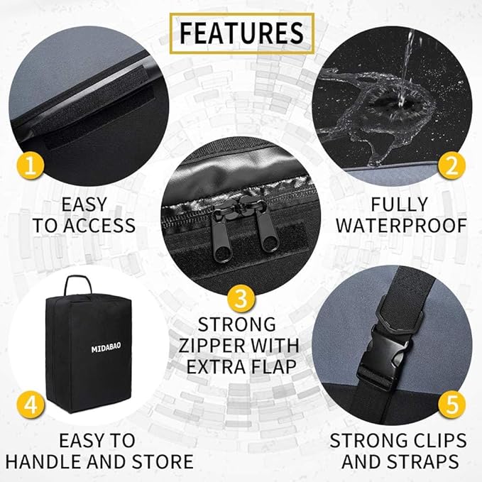 MIDABAO 20 Cubic Waterproof Duty Car Roof Top Carrier-Car Cargo Roof Top Bag, Waterproof & Coated Zippers includes Anti Slip Mat with or without Racks (20 Cubic Feet) - Image 6