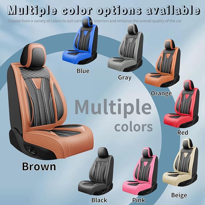 Fit Camry Premium Leather Car Seat Covers for Toyota Camry 2012-2025 2026 - Waterproof，Breathable，All-Weather Seat Cushion Protecto & Airbag Compatible, 2 Front Seat Brown&Black - Image 5