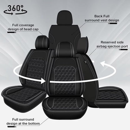 Front Seat Covers for Nissan Rogue Sport 2017-2022 Faux Leather | Waterproof Breathable Scratch Resistant 360° Wrap Airbag Compatible Easy Clean (2 Seats,Black) - Image 6