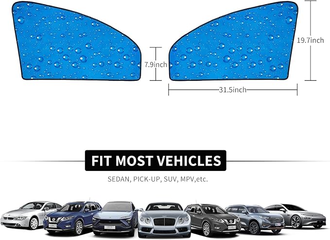 Aokway Side Window Sunshade Sun Shade for Car Window Double Thickness Auto Windshield Sunshades Curtain Universal Fit for Driver for Baby UV Protection (Front Side 2pcs) - Image 7
