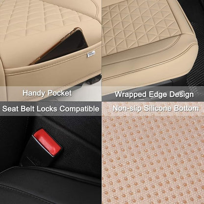 Black Panther 1 Pair Luxury Car Seat Covers Front Bottom Seat Cushion Covers, Anti-Slip and Wrap Around The Bottom, Fit 95% of Vehicles - Beige - Image 4